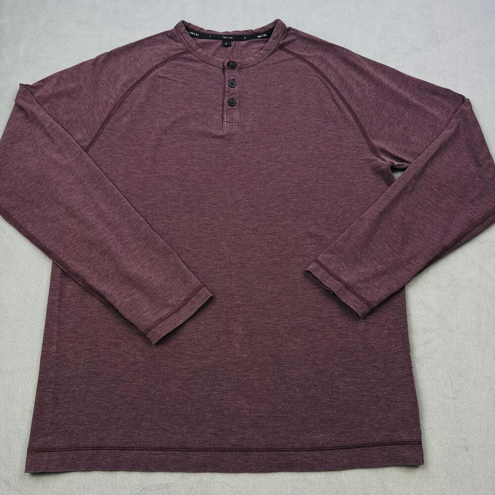 Public Rec Henley Shirt Mens Large Purple Pima Cotton Blend Long Sleeve Tee